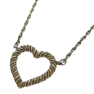 TIFFANY SV925 K18YG Twisted Heart Necklace Silver Women's