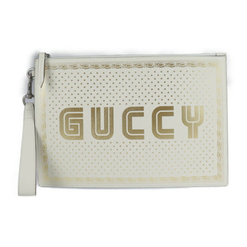 GUCCI SEGA Sega collaboration GUCCY clutch bag 510489 leather white gold silver metal fittings logo second pouch