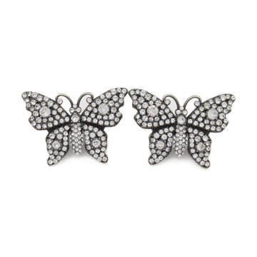 GUCCI Butterfly Pierced earrings Pierced earrings Silver Metal / Rhinestone Silver