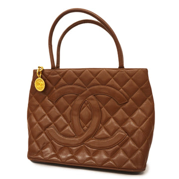 CHANELAuth  Reprint Tote Women's Caviar Leather Tote Bag Brown