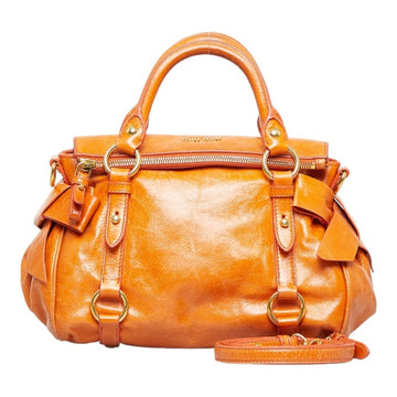 MIU MIU Women's Bow Handbag,Shoulder Bag Black,Orange