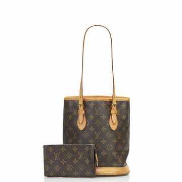 Louis Vuitton Monogram Bucket PM Tote Bag Shoulder M42238 Brown PVC Leather Women's LOUIS VUITTON