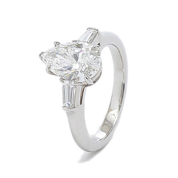 HARRY WINSTON Solitaire Ring Pear Shape Baguette Diamond 2.02ct F/VVS2 Pt950 No. 11