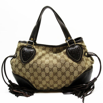 Gucci handbag GG brown canvas leather 211955