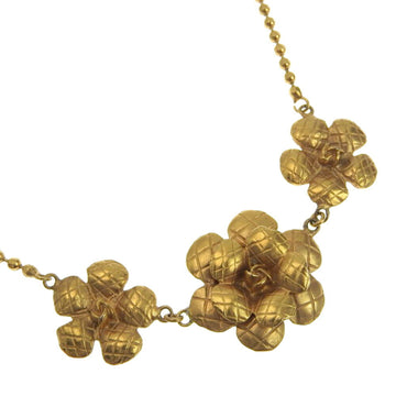CHANEL camellia matelasse vintage gold plated 98A ladies necklace