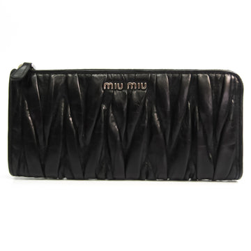 Miu Miu Matelasse Women's Calfskin Long Wallet (bi-fold) Black