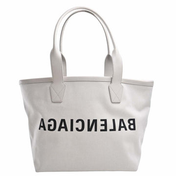 BALENCIAGA Canvas Leather Jumbo S Tote Bag 692068 White Women's