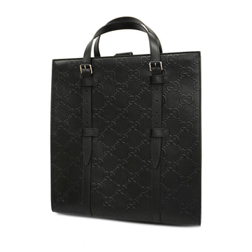 GUCCIAuth  GG Emboss Men's Leather Tote Bag Black