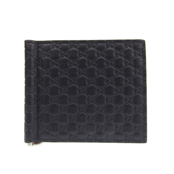 GUCCI micro GG sima leather folio wallet money clip navy