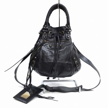 BALENCIAGA bag classic pom hand shoulder black leather
