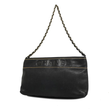 CHANEL Pouch Chain Shoulder Leather Black Ladies