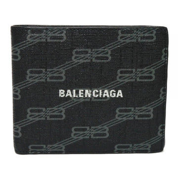 BALENCIAGA Bifold Wallet Cash Square Fold Coin New Logo BB Monogram Black 594315 210H0 1061 Men's Billfold
