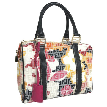 FENDI Boston Bag Zucchino SBL068 Canvas Leather Multicolor Women's