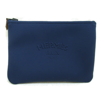 HERMES Neoban PM Pouch Navy Blue marine Nylon Polyurethane