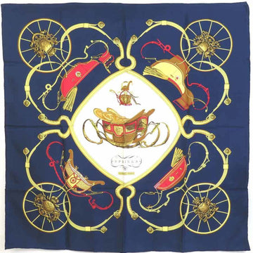 HERMES scarf Carre 90 SPRINGS silk navy unisex