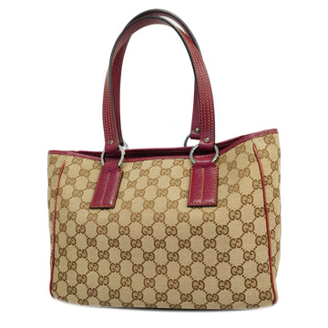 GUCCIAuth  113019 Women's GG Canvas Tote Bag Beige,Red Color