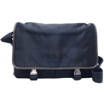 PRADA Messenger Bag Logo Jacquard VA0768 Shoulder Nylon x Leather NERO EBANO [Dark Brown] 450206