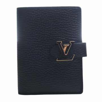 LOUIS VUITTON Taurillon LV Vertical CO Capucines Bifold Wallet M81561 Black Ladies