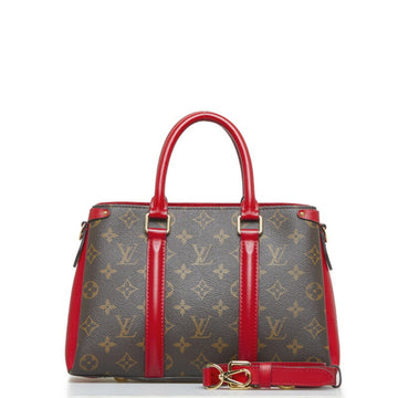 LOUIS VUITTON Monogram Soufflot NV BB Handbag Shoulder Bag M44818 Series Red Brown PVC Leather Women's