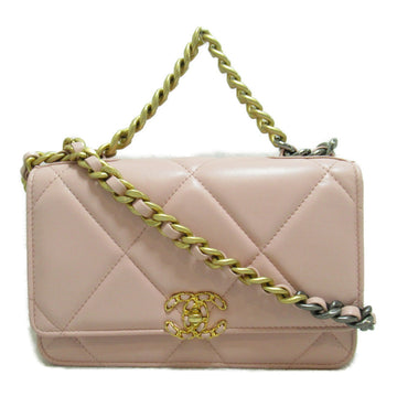 CHANEL19 Chain Wallet Pink Shoulder Bag Pink Lambskin [sheep leather]