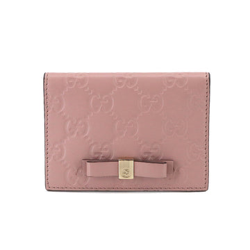 GUCCI Shima Bowie Card Case Leather Pink 388684