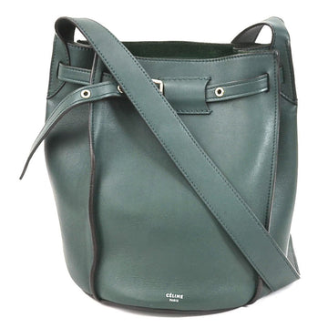 CELINE shoulder bag big bucket leather dark green ladies