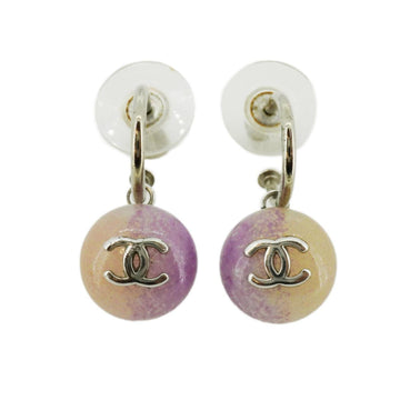 CHANEL earrings here mark metal material stone silver pink 99P ladies