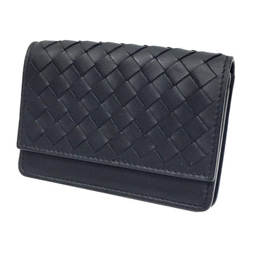 Bottega Veneta Intrecciato Card Case 174646 V001N 1000 Business Holder Black Leather Wallet aq5052