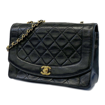 CHANEL Shoulder Bag Matelasse Diana Flap Chain Lambskin Black Gold Hardware Women's