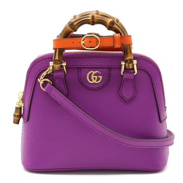 GUCCI Diana Bamboo Tote Bag Handbag Shoulder Leather Purple 715775