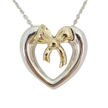 TIFFANY 925 750 ribbon heart pendant necklace