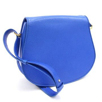 Cartier Shoulder Bag Mast Blue Leather Women's Back