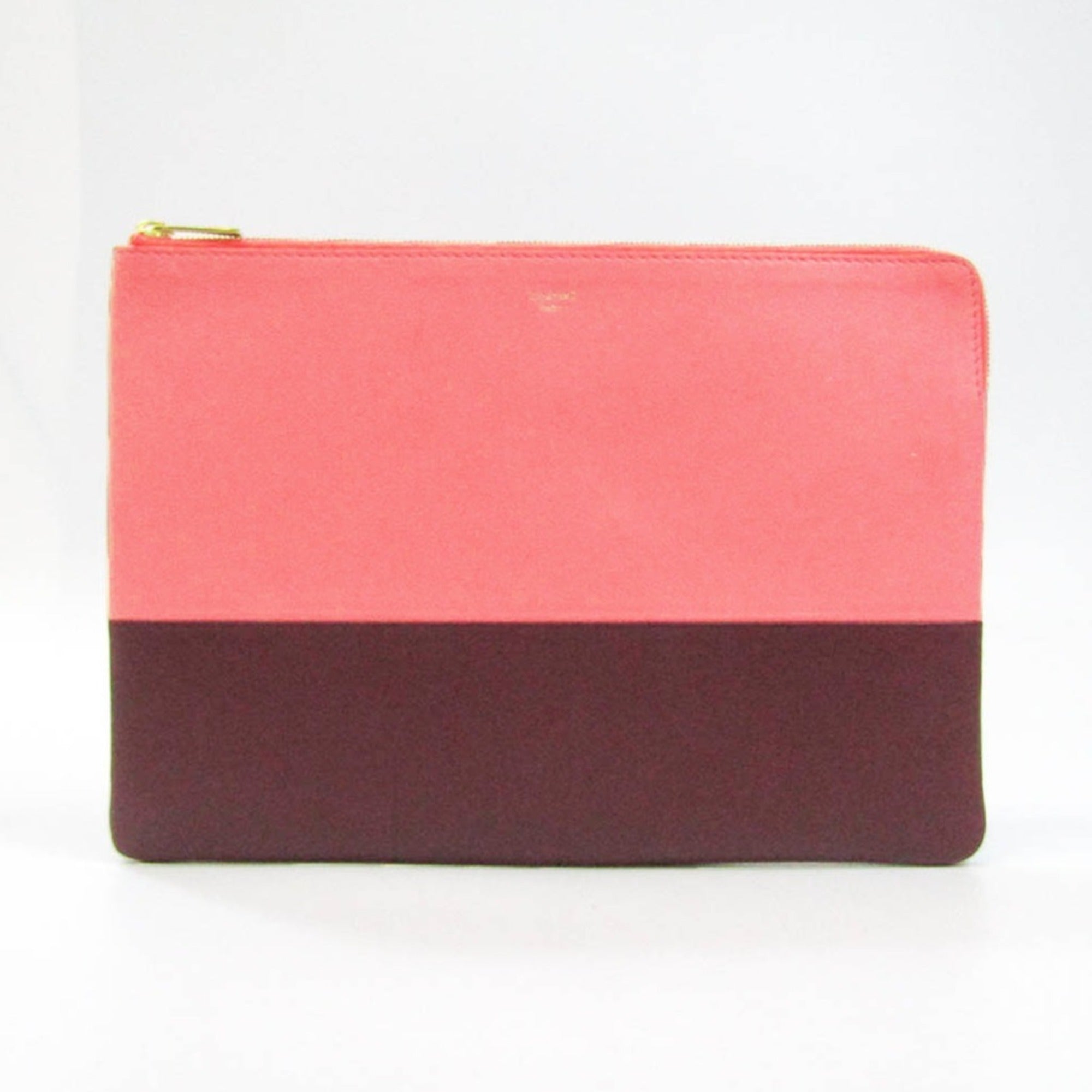 CELINE Solo Women s Leather Clutch Bag Bordeaux Light Pink