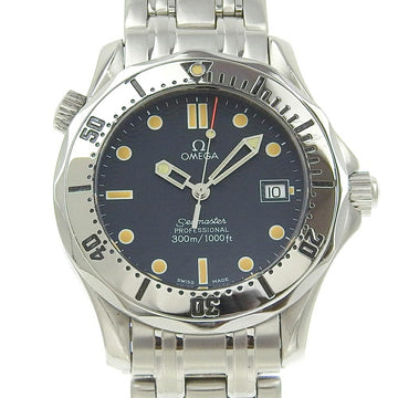 OMEGA Seamaster 300M Watch Professional 2562.80 Stainless Steel Swiss Made Silver Quartz Analog Display Navy Dial Boys