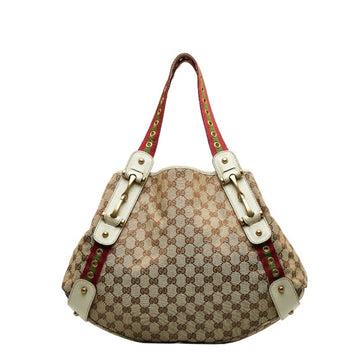 GUCCI GG Canvas Tote Bag 144186 Beige Multicolor Leather Women's