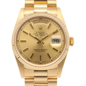 ROLEX day date oyster perpetual watch 18k gold K18 yellow 18238 unisex