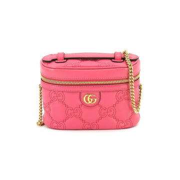 GUCCI GG Matelasse Mini Top Handle Bag 2way Hand Chain Shoulder Leather Pink 723770