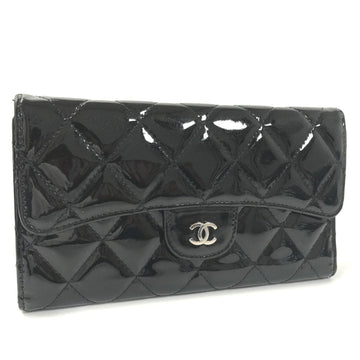 Chanel Long Wallet Matelasse Trifold Patent Leather Black Women's CHANEL