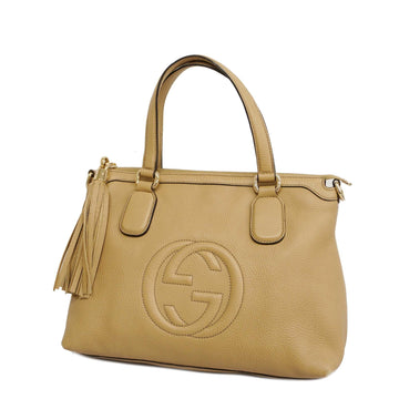 GUCCIAuth  Soho 308362 Women's Leather Handbag Beige