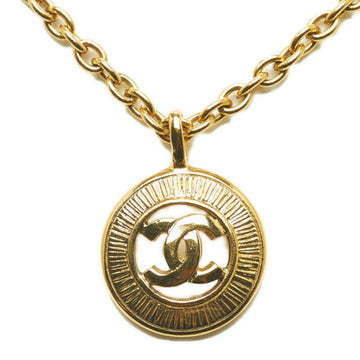 CHANEL coco mark round necklace gold plated ladies