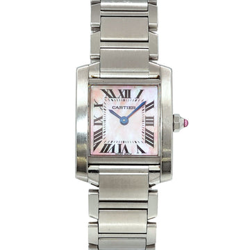 CARTIER Tank Francaise SM W51028Q3 Women's Watch Pink Shell Dial Quartz