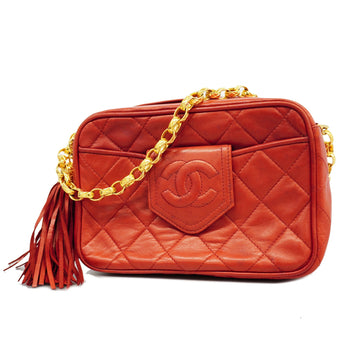 Chanel Matelasse Chain Shoulder Women's Leather Shoulder Bag Red Color