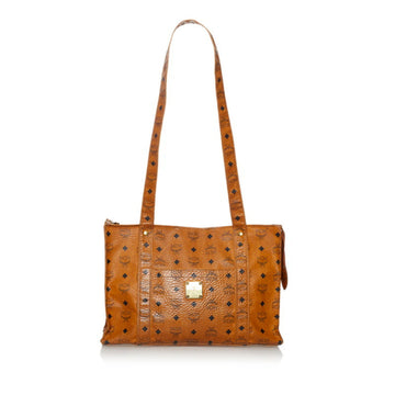 MCM Visetos Glam Tote Bag Brown PVC Ladies