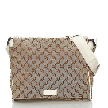 Gucci GG Canvas Shoulder Bag 146236 Beige White Leather Ladies GUCCI