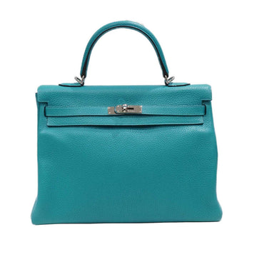 HERMES Handbag Kelly 35 Blue Paon [SV Hardware] Taurillon R Engraved Women's Men's Bag