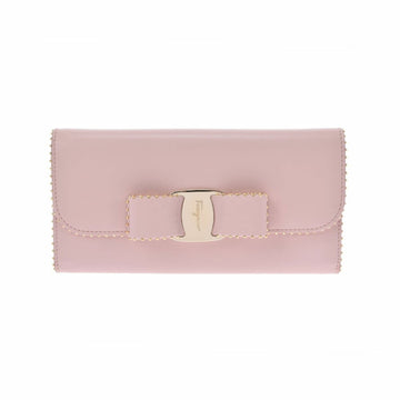 SALVATORE FERRAGAMO long wallet studs pink ladies leather