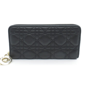 Dior Round long wallet Black Lambskin [sheep leather] 33-MA-1220
