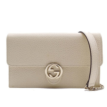 GUCCI bag ladies shoulder leather interlocking chain ivory 615523