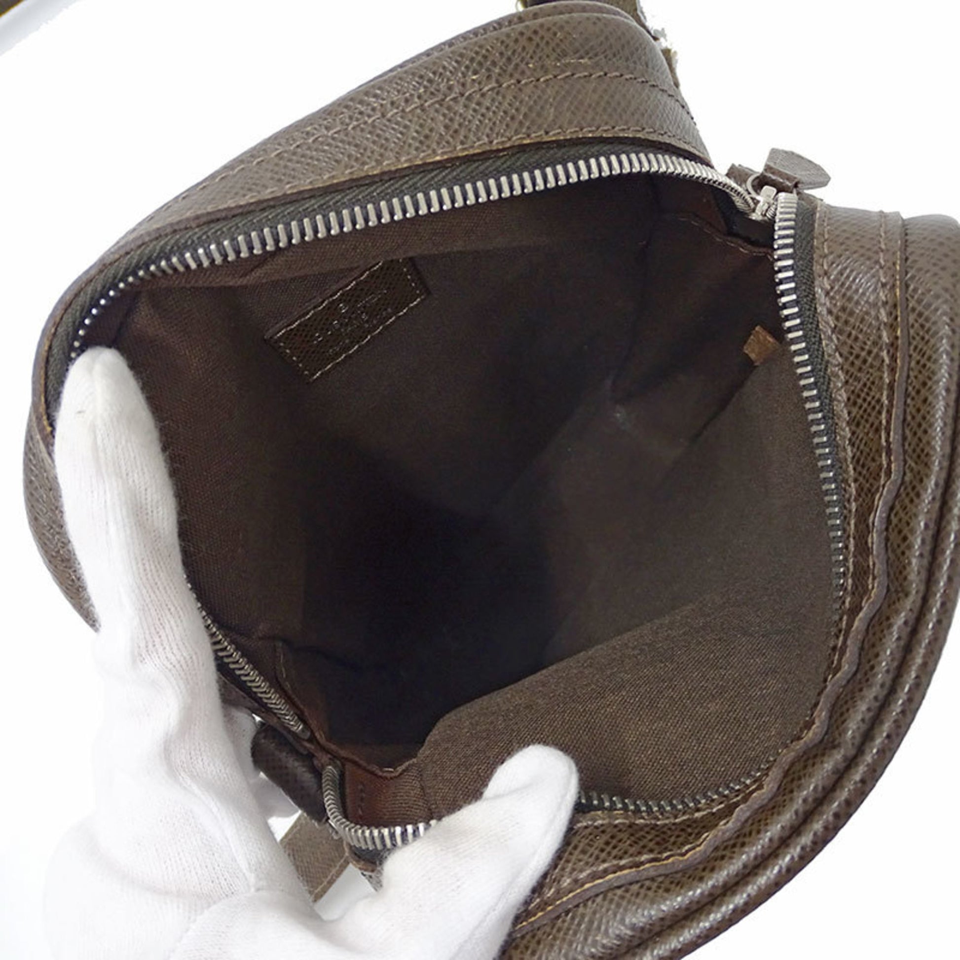 LOUIS VUITTON Shoulder Bag M30168 Del Soo Grizzly Taiga/Nylon Brown Br –