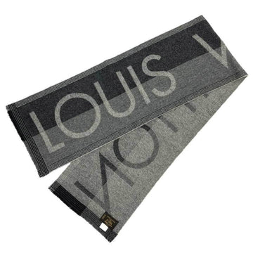 LOUIS VUITTON Muffler Escharpe Grand Prix Wool x Cashmere Gray Men's